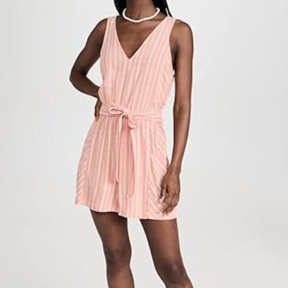Splendid Wilder Peach Stripe Viscose Romper Medium No Belt Summer Vacation